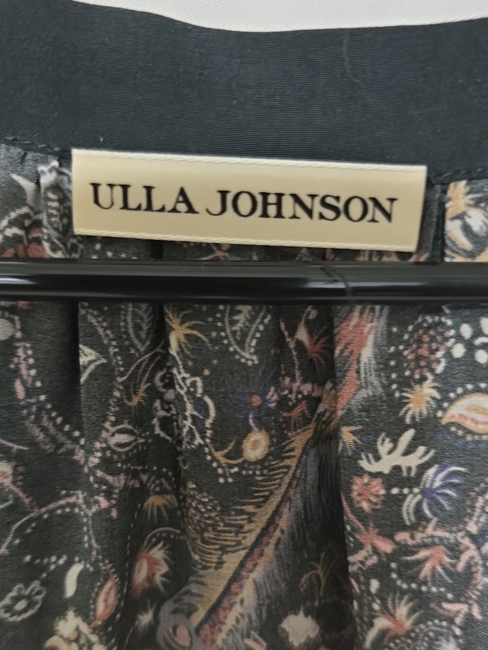Ulla Johnson Black Floral Long-Sleeve Midi Dress 100% Silk - Picture 6 of 7